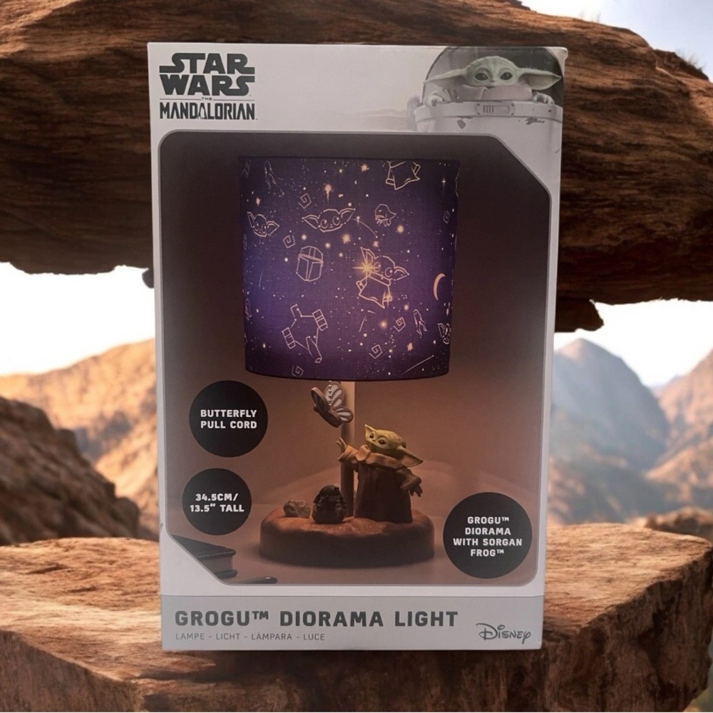 Disney Mandalorian Grogu Diorama Light with Purple Shade